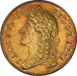 1688年 英国 ジェームス2世5ギニー金貨 First Bust PCGS AU55