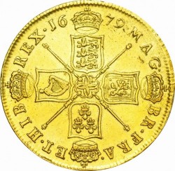 1679年 英国 チャールズ2世5ギニー金貨 GVF