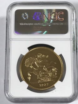 通常200万円前後 1937年 英国 ジョージ6世5ポンドプルーフ金貨 NGC PF64 CAMEO