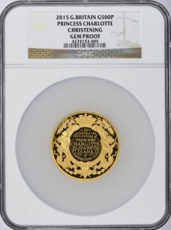 発行25枚 2015年 英国 シャーロット王女 洗礼記念 500ポンド金貨 NGC GEM PROOF