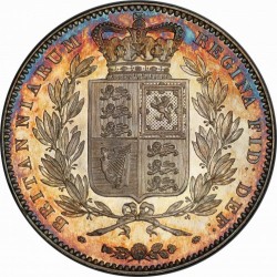 ダントツの単独トップ 1839年 英国 ヤング・ヴィクトリア プルーフクラウン銀貨 PCGS PR67 CAMEO