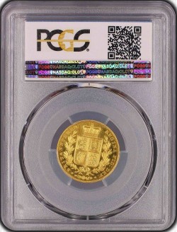 単品最高鑑定 1839年 英国 ヤングヴィクトリア ソブリンプルーフ金貨 PCGS PR63+CAMEO Plain Edge Medal Alignment