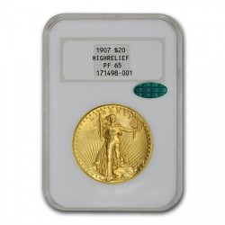 滅多に出ない 1907年 米国 セントゴーデンズ ハイリリーフ金貨 NGC PF65