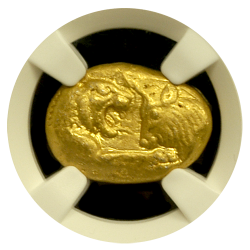 古代リディア 561-546BC クロイソス スターテル金貨ヘビーシリーズ Ch AU 5/5 - 4/5