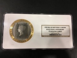 1990年 マン島 ペニーブラック5オンス (155.5グラム) 金貨 NGC PF66UC