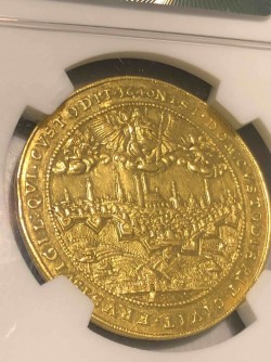 都市景観1640年 ドイツ バイエルン マキシミリアン1世 5ダカット金貨 NGC AU55