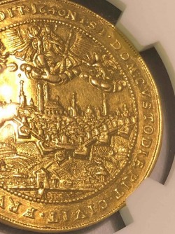 都市景観1640年 ドイツ バイエルン マキシミリアン1世 5ダカット金貨 NGC AU55