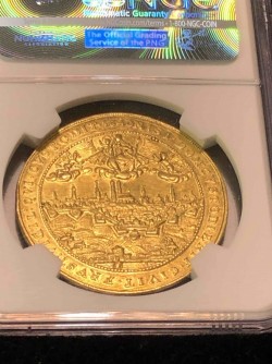 都市景観1640年 ドイツ バイエルン マキシミリアン1世 5ダカット金貨 NGC AU55