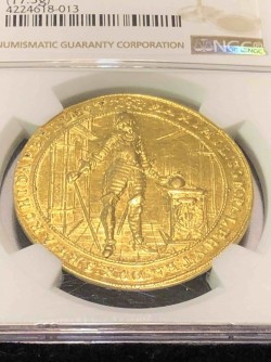 都市景観1640年 ドイツ バイエルン マキシミリアン1世 5ダカット金貨 NGC AU55