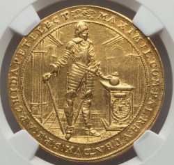 都市景観1640年 ドイツ バイエルン マキシミリアン1世 5ダカット金貨 NGC AU55