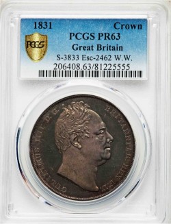 1831年 英国 ウィリアム4世 プルーフクラウン銀貨 PCGS PR63
