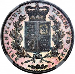 1839 英国 ヤング・ヴィクトリア プルーフクラウン銀貨 NGC PF64 CAMEO 1839 英国 ヤング・ヴィクトリア プルーフクラウン銀貨 NGC PF64 CAMEO