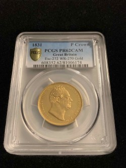 PCGSミスラベルの一枚 1831年 英国 ウィリアム4世 2ポンドプルーフ金貨 PCGS PR62 CAMEO