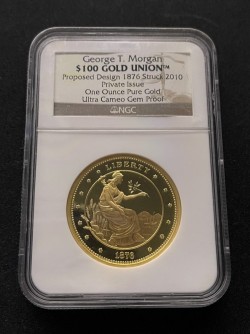 ほぼ金地金価格 1876 (2010年鋳造) $100 ゴールドユニオン1オンス ゴールドメダル NGC Ultra Cameo GEM Proof