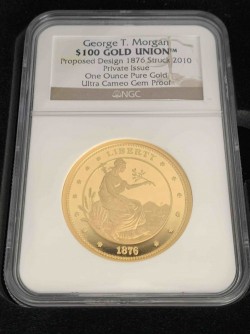 ほぼ金地金価格 1876 (2010年鋳造) $100 ゴールドユニオン1オンス ゴールドメダル NGC Ultra Cameo GEM Proof