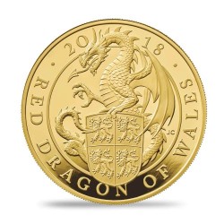 2018年 英国 クイーンズ・ビースト ドラゴン 5オンスプルーフ金貨