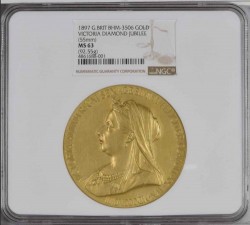 銀貨もおまけで付けちゃいます！1897年英国ヴィクトリア女王ダイアモンド・ジュビリー大型ゴールドメダル NGC MS63