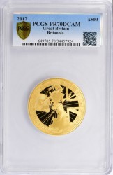 最高鑑定わずか3枚 シリアル2番 2017年 英国 ブリタニア5オンスプルーフ金貨 PCGS PR70DCAM