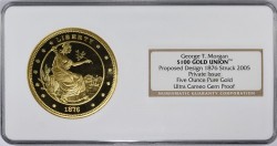 発行300枚のみ 1876 (2005年鋳造) $100 ゴールドユニオン5オンス ゴールドメダル NGC Ultra Cameo GEM Proof