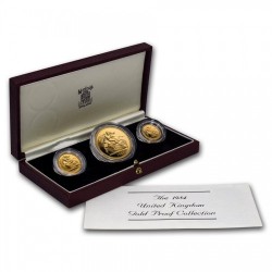 1984年 英国 ヤング・エリザベス女王肖像 プルーフ金貨3枚セット