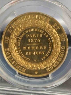 最高鑑定＆鑑定品はこの一枚のみ 1874年 フランス ゴールドメダル PCGS SP64