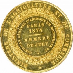 最高鑑定＆鑑定品はこの一枚のみ 1874年 フランス ゴールドメダル PCGS SP64