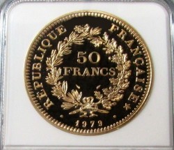 1979年フランス・ピエフォーG50F (ヘラクレス）大型金貨 NGC PF64 Cameo