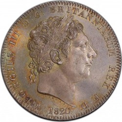 絶対買い！PCGS最高鑑定 存在2枚 1820年 英国 ジョージ3世 LX クラウン銀貨 PCGS MS66