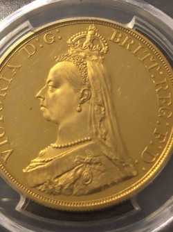購入者キャンセルにより再販 1887年イギリス ヴィクトリア女王 ジュビリー 5ポンドプルーフ金貨 PCGS PR63DCAM