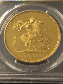 購入者キャンセルにより再販 1887年イギリス ヴィクトリア女王 ジュビリー 5ポンドプルーフ金貨 PCGS PR63DCAM