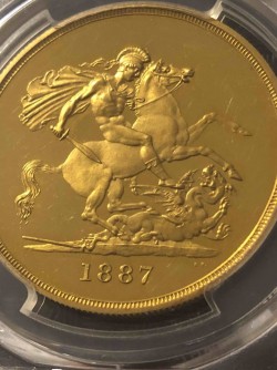 購入者キャンセルにより再販 1887年イギリス ヴィクトリア女王 ジュビリー 5ポンドプルーフ金貨 PCGS PR63DCAM