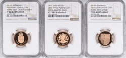 シリアル番号1 発行わずか100セット  2013年 英国 ポンド金貨30周年記念3枚セット NGC PF70UC