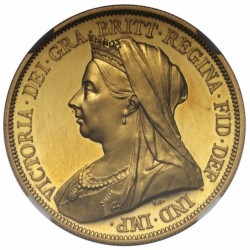 国内価格は600万円程 1893年 英国 ヴィクトリア オールドヘッド 5ポンドプルーフ金貨 PCGS PR62 CAMEO