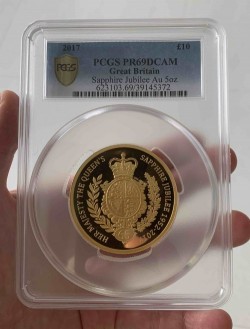 2017年 英国 サファイア・ジュビリー 5オンスプルーフ金貨 PCGS PR69DCAM