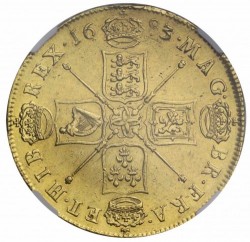 最高鑑定 1683/2年 英国 チャールス2世5ギニー金貨 NGC AU55