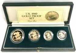 1980年 英国 ヤングエリザベスII プルーフ金貨4枚セット