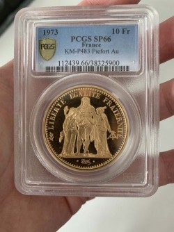 最短翌日お届け 1973年 フランス 10フラン ピエフォー プルーフ金貨 PCGS SP66