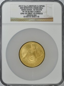 2015年 英国 チャーチル 5オンスプルーフ金貨 NGC PF70 Ultra Cameo