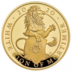 2020年 英国 クイーンズブースト モーティマーの白いライオン 5オンスプルーフ金貨