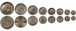 1911年 英国 ジョージ5世 プルーフ金貨&銀貨12枚セット(ロングセット) 1911年 英国 ジョージ5世 プルーフ金貨&銀貨12枚セット(ロングセット)