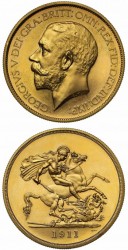 1911年 英国 ジョージ5世 プルーフ金貨&銀貨12枚セット(ロングセット) 1911年 英国 ジョージ5世 プルーフ金貨&銀貨12枚セット(ロングセット)