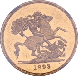 1983年 英国 ビクトリア女王 ヴェールヘッド（オールドヘッド）5ポンドプルーフ金貨 NGC PF60 Ultra Cameo