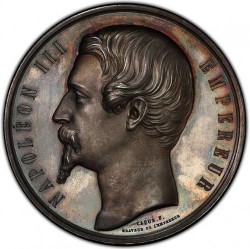 最高鑑定 1852年 フランス ナポレオン3世 国債 超大型シルバーメダル PCGS SP63