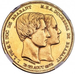 1853年ベルギー皇太子御成婚記念100フラン NGC MS61 1853年ベルギー皇太子御成婚記念100フラン NGC MS61