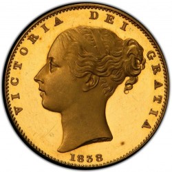 R4(11-20枚以下) 1838年 英国 ヴィクトリア女王 ソブリンプルーフ金貨 PCGS PR63DCAM