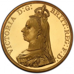 1887年イギリス ヴィクトリア女王 ジュビリー 5ポンドプルーフ金貨 PCGS PR64DCAM