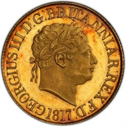 個人所有は数枚 R5 (現存6-10枚) 最高鑑定 PCGS鑑定はこれのみ 1817年 英国 ジョージ3世 ソブリンプルーフ金貨 PCGS PR63+DCAM