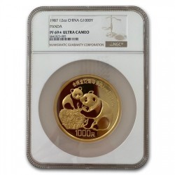 1987年 中国 パンダ 12オンスプルーフ金貨 NGC PF69★ Ultra Cameo