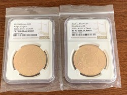 2020年 英国 ジョージ3世没200年記念 5ポンドプルーフ金貨 NGC PF70UC 