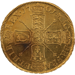鑑定なしだから実現 1701年 英国 ウィリアム3世 5ギニー金貨 ファインワークス